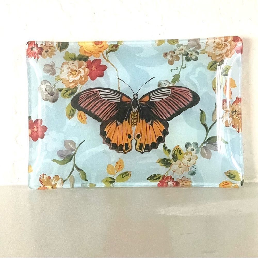 Butterfly glass trinket dish